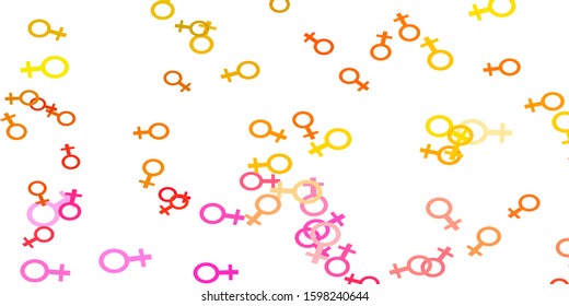 Light Multicolor vector pattern with feminism elements. Colorful feminism symbols with a gradient in modern style. Base for your app design.