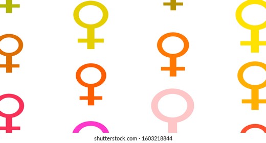 Light Multicolor vector pattern with feminism elements. Colorful illustration with gradient feminism shapes. New design for applications.