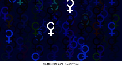 Light Multicolor vector pattern with feminism elements. Colorful illustration with gradient feminism shapes. Best design to show the power of women.
