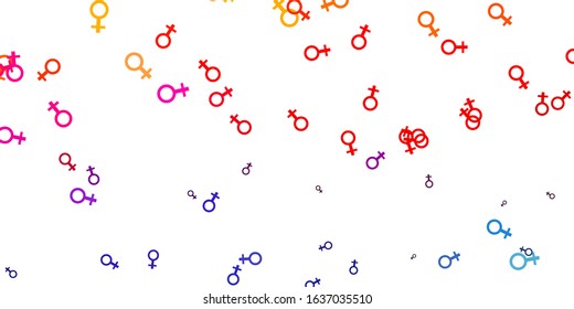 Light Multicolor vector pattern with feminism elements. Illustration with signs of women's strength and power. Best design to show the power of women.