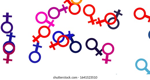 Light Multicolor vector pattern with feminism elements. Abstract illustration with a depiction of women's power. Simple design for your web site.