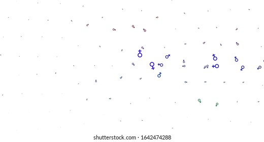 Light Multicolor vector pattern with feminism elements. Illustration with signs of women's strength and power. Design for International Women’s Day.