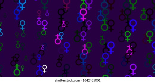 Light Multicolor vector pattern with feminism elements. Illustration with signs of women's strength and power. Simple design for your web site.