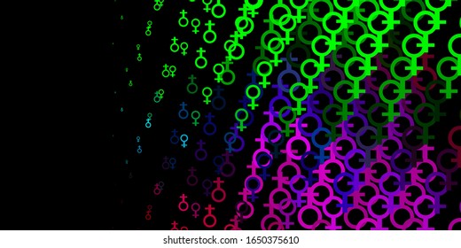 Light Multicolor vector pattern with feminism elements. Colorful feminism symbols with a gradient in modern style. Elegant design for wallpapers.