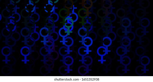 Light Multicolor vector pattern with feminism elements. Colorful illustration with gradient feminism shapes. Best design to show the power of women.