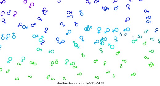 Light Multicolor vector pattern with feminism elements. Abstract illustration with a depiction of women's power. Design for International Women’s Day.