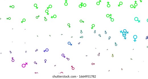 Light Multicolor vector pattern with feminism elements. Illustration with signs of women's strength and power. Background for International Women’s Day.