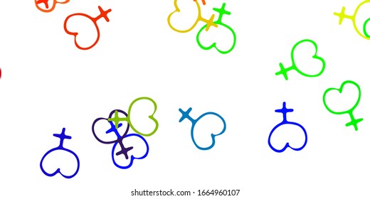 Light Multicolor vector pattern with feminism elements. Illustration with signs of women's strength and power. Design for International Women’s Day.