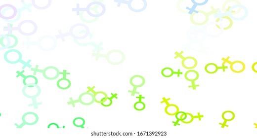 Light Multicolor vector pattern with feminism elements. Simple design in abstract style with women’s rights activism. Elegant background for websites.