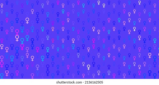 Light Multicolor vector pattern with feminism elements. Illustration with signs of women strength and power. Best design to show the power of women.