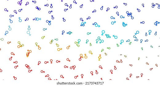 Light Multicolor vector pattern with feminism elements. Abstract illustration with a depiction of women's power. Simple design for your web site.