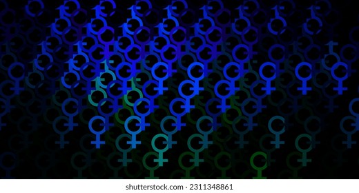 Light Multicolor vector pattern with feminism elements. Simple design in abstract style with women’s rights activism. Background for International Women’s Day.