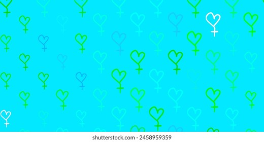 Light Multicolor vector pattern with feminism elements. Colorful feminism symbols with a gradient in modern style. Best design to show the power of women.