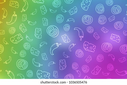 Light Multicolor vector pattern with fresh ingredients. Illustration with set of fresh food in doodle style. Template for meal cooking in kitchen.
