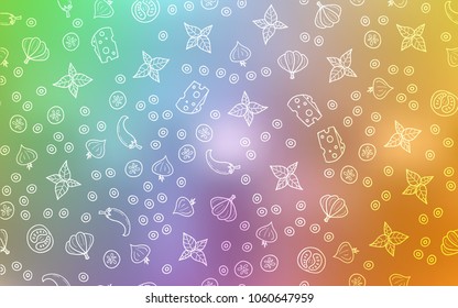Light Multicolor vector pattern with fresh ingredients. Illustration with set of fresh food in doodle style. Pattern for menu of cafes, bars, restaurants.