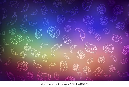 Light Multicolor vector pattern with fresh ingredients. Decorative shining illustration with food on abstract template. Template for meal cooking in kitchen.
