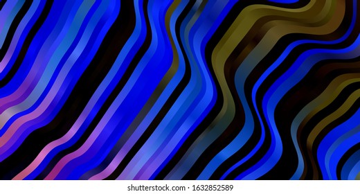 Light Multicolor vector pattern with lines. Illustration in halftone style with gradient curves. Template for cellphones.