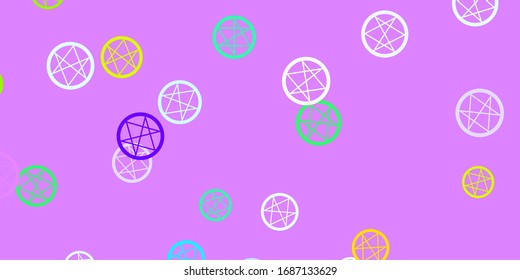 Light Multicolor vector pattern with magic elements. Colorful vintage illustration with gradient alchemy shapes. Best design halloween events.