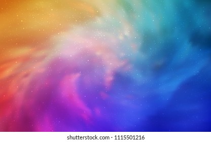 Light Multicolor vector pattern with night sky stars. Glitter abstract illustration with colorful cosmic stars. Best design for your ad, poster, banner.