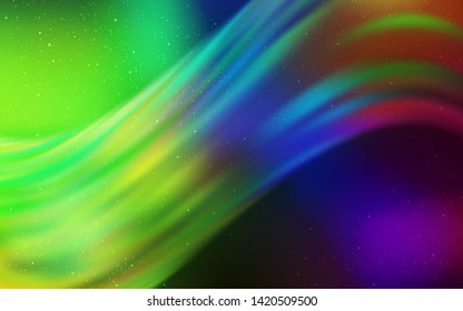 Light Multicolor vector pattern with night sky stars. Blurred decorative design in simple style with galaxy stars. Template for cosmic backgrounds.