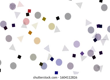 Light Multicolor vector pattern with polygonal style with circles. Illustration with set of colorful circles, triangles, squares. Pattern for commercials.