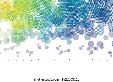 Light Multicolor vector pattern with spheres. Blurred bubbles on abstract background with colorful gradient. Pattern for futuristic ad, booklets.