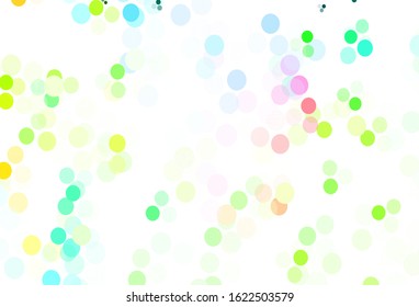 Light Multicolor vector pattern with spheres. Glitter abstract illustration with blurred drops of rain. Pattern for textures of wallpapers.