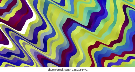 Light Multicolor vector pattern with wry lines. Colorful illustration in circular style with lines. Template for cellphones.