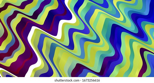 Light Multicolor vector pattern with wry lines. Colorful illustration in circular style with lines. Template for cellphones.
