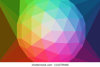 Light Multicolor vector polygon abstract layout with a gem in a centre. Illustration in Origami style with gradient. Brand new style for your business design.