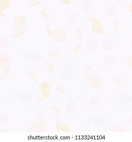 Light Multicolor vector seamless abstract pattern with leaves and flowers. Decorative design in Indian style on white background. Completely new template for your brand book.