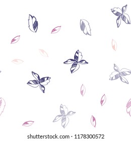 Light Multicolor vector seamless abstract backdrop with leaves. Decorative illustration with doodles on abstract template. Template for business cards, websites.