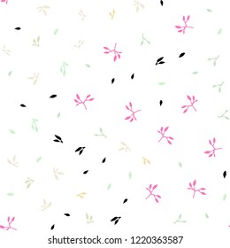Light Multicolor vector seamless abstract design with leaves. Shining colored illustration with leaves in doodle style. Design for textile, fabric, wallpapers.