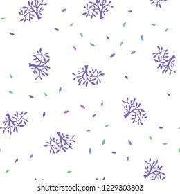 Light Multicolor vector seamless abstract pattern with leaves, branches. Decorative design in Indian style on white background. Pattern for design of fabric, wallpapers.