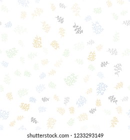 Light Multicolor vector seamless abstract background with leaves, branches. Colorful abstract illustration with leaves in doodle style. Template for business cards, websites.