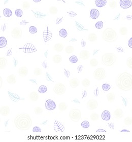 Light Multicolor vector seamless abstract pattern with leaves and flowers. Doodle illustration of leaves and flowers in Origami style. Design for wallpaper, fabric makers.