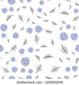 Light Multicolor vector seamless abstract pattern with leaves, flowers. Leaves, flowers in doodle style on white background. Pattern for design of window blinds, curtains.