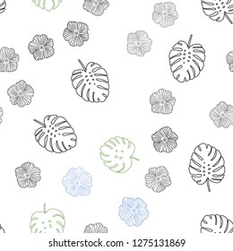 Light Multicolor vector seamless abstract background with flowers, leaves. Glitter abstract illustration with leaves and flowers. Design for wallpaper, fabric makers.