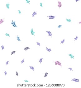 Light Multicolor vector seamless abstract backdrop with leaves. Colorful illustration in doodle style with leaves. Pattern for design of window blinds, curtains.