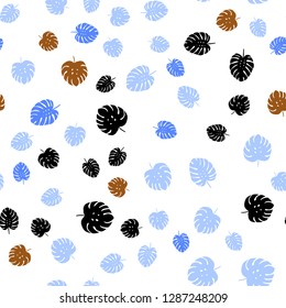 Light Multicolor vector seamless abstract pattern with leaves. New colorful illustration in doodle style with leaves. Design for textile, fabric, wallpapers.