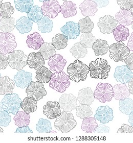 Light Multicolor vector seamless abstract backdrop with flowers. Doodle illustration of flowers in Origami style. Pattern for design of fabric, wallpapers.