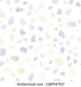 Light Multicolor vector seamless abstract background with leaves, branches. Illustration with doodles on abstract template. Design for textile, fabric, wallpapers.