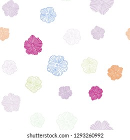 Light Multicolor vector seamless abstract background with flowers. Flowers with gradient on white background. Texture for window blinds, curtains.