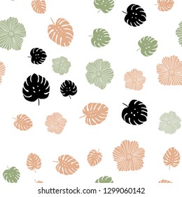 Light Multicolor vector seamless abstract background with flowers, leaves. Colorful illustration in doodle style with leaves, flowers. Pattern for trendy fabric, wallpapers.