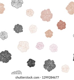 Light Multicolor vector seamless abstract design with flowers. Colorful illustration in doodle style with flowers. Design for textile, fabric, wallpapers.