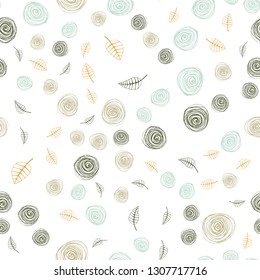 Light Multicolor vector seamless abstract background with leaves and flowers. Illustration with doodles on abstract template. Design for wallpaper, fabric makers.