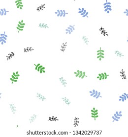 Light Multicolor vector seamless abstract background with leaves. Sketchy doodles with leaves on blurred background. Pattern for design of fabric, wallpapers.