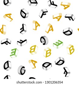 Light Multicolor vector seamless backdrop with 3D english symbols. Abstract illustration with 3D ABC symbols. Template for business cards, websites.