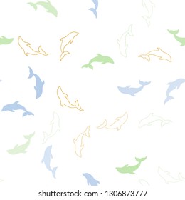 Light Multicolor vector seamless backdrop with ocean dolphins. Modern abstract illustration with sea dolphins. Pattern for marine leaflets.