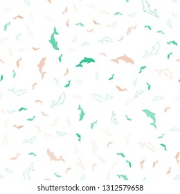 Light Multicolor vector seamless backdrop with ocean dolphins. Shining illustration of colorful gradient sea dolphins. Pattern for marine leaflets.